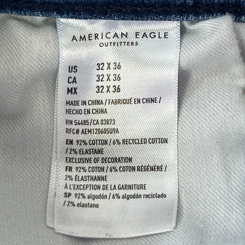 AE American Eagle Jeans Mens 32x36 Airflex+ Athletic Straight Faded Blue Denim - Picture 8 of 9